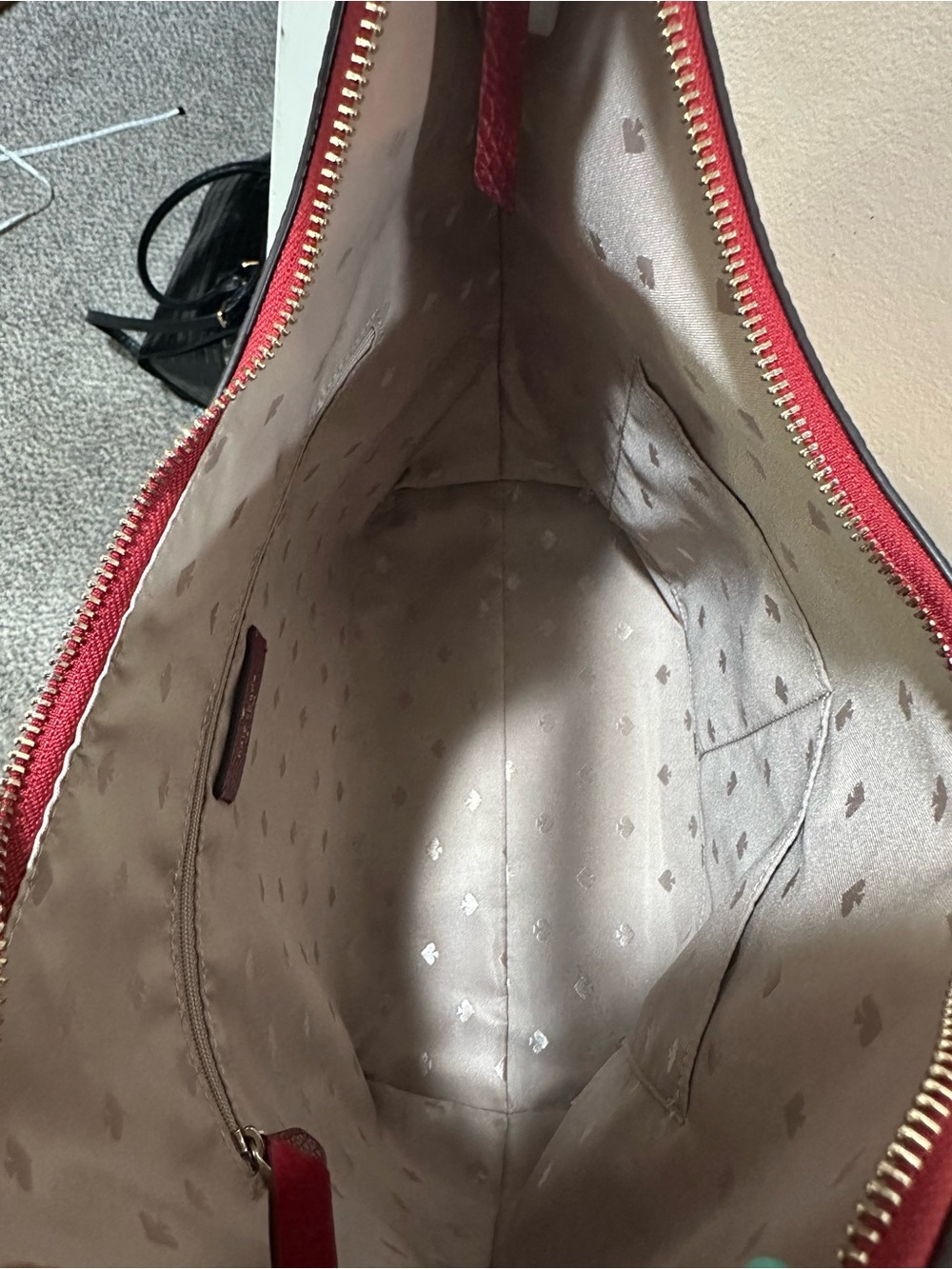 kate spade Red Pebbled Leather Shoulder Hobo Bag with Hold Hardware - Picture 12 of 16